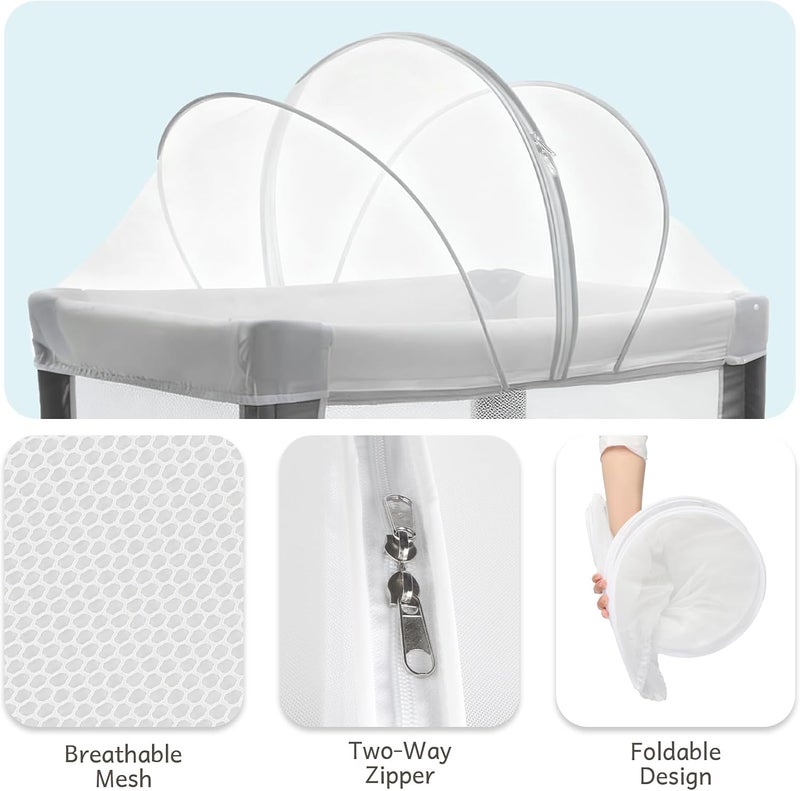 BEBONO Mosquito Net for Pack N Play, Keep Cats Out, Netting Cover with 2-Way Zipper for Playpen, Foldable with Storage Bag, White - Image 4